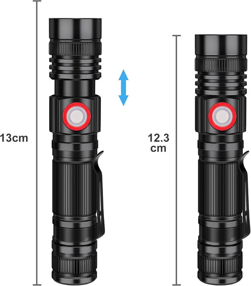 2000 DARKBEAM LED Flashlight Rechargeable USB High Lumens, Small and Bright Pocket Flashlights, Focus Adjustable Water
