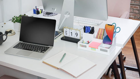Victor Pure White Desktop Organizer - 4" x 5.5" x 10.4"