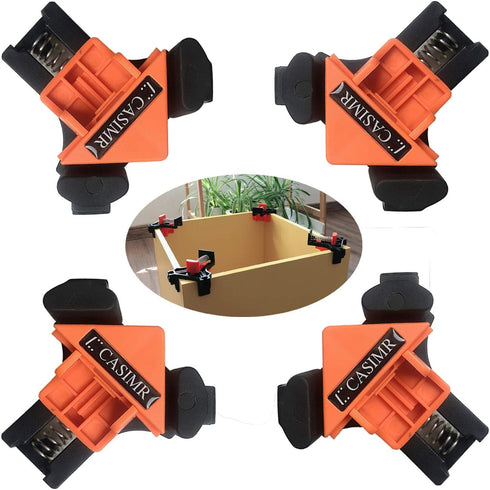 90 Degree Corner Clamp, 4 Pack Adjustable Single Handle Spring Loaded Right Angle Clamp