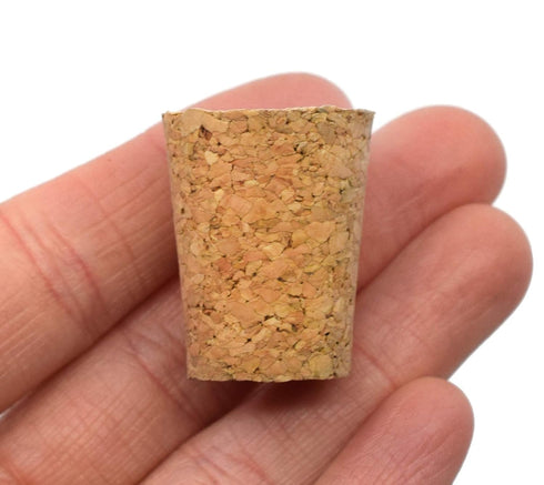 EISCO 10PK Cork Stoppers, Natural Bark Material, Tapered Shape, Size #8-17mm Bottom, 22mm Top, 27mm Length - Household