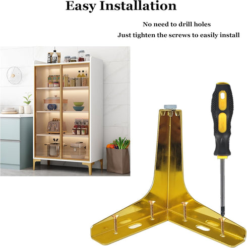 6 inch Set 4, Gold Metal Furniture Legs of Triangle Metal Furniture Feet, DIY Replacement for TV Stand, Sofa, Dresser