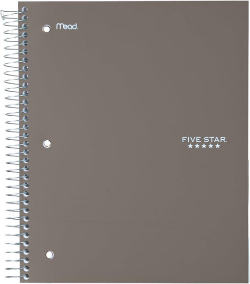Five Star Spiral Notebooks, 3 Subject, Wide Ruled, 150 Sheets, 10-1/2" x 8", Assorted Colors, 6 Pack (73449)