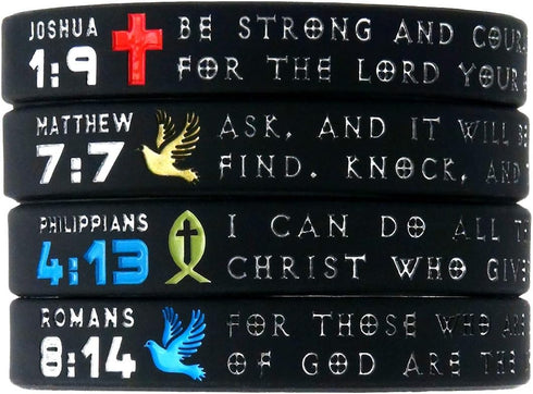 Inkstone Symbols of Faith Bible Bracelets with Christian Symbols Scripture Silicone Rubber Wristbands