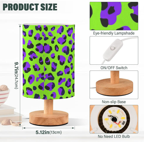 Pfrewn Prewn Table Lamp with USB Port Purple Neon Green Leopard Bedside Lamps for Nightstand Small Desk Reading Lamp