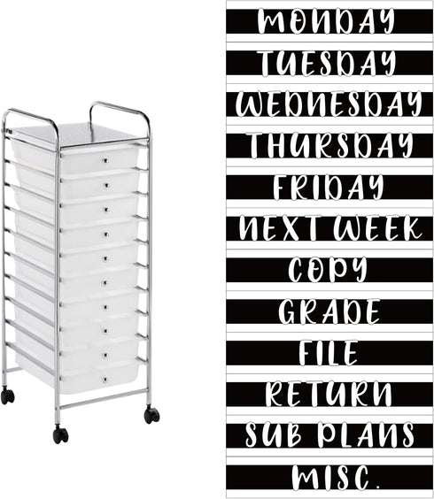 YIXAXKAO 12 Pieces Rolling Storage Cart Labels 10 Drawer Rolling Storage Cart Label