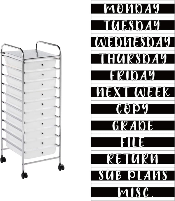YIXAXKAO 12 Pieces Rolling Storage Cart Labels 10 Drawer Rolling Storage Cart Label
