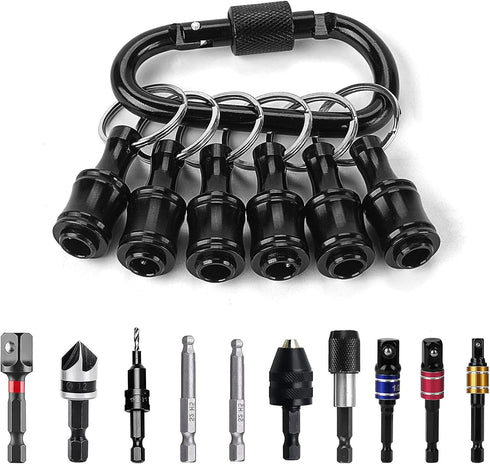 1/4 Inch Bit Holder Keychain, Hex Screwdriver Bits Holder Extension Bar, Quick Change Screw Bit Holder for Most Electric, Hand-held Screwdrivers and Drill Bits (A: Black 6pack) by LUEXBOX