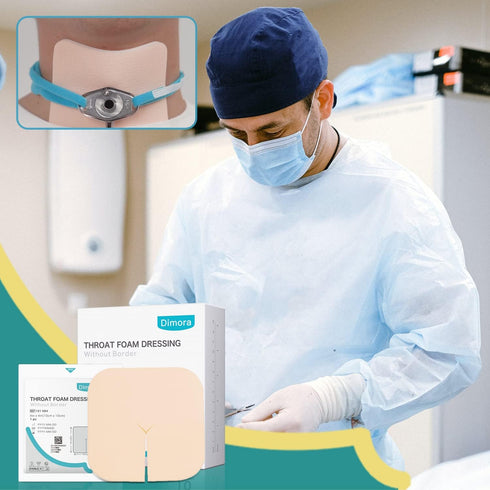 4"x4" 10 Packs, Dimora Fenestrated Foam Dressing, Non-Adhesive Tracheo Pads Tracheostomy Supplies Hydrophilic Highly