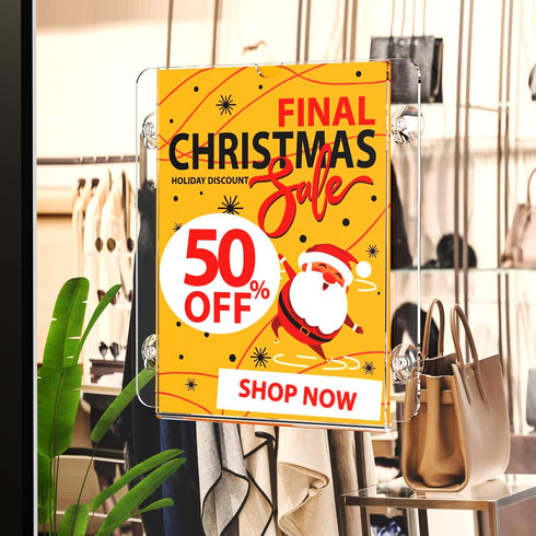 8.5 11, HIIMIEI Acrylic Window Sign Holder with Suction Cup X Clear Acrylic Frames Glass Door Wall Mount Advertising