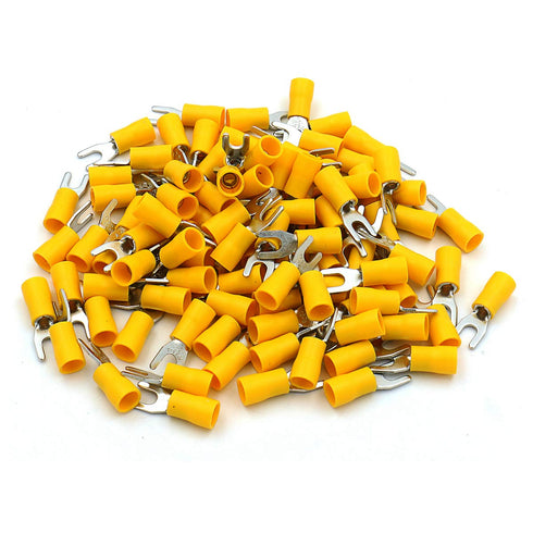 Baomain Insulated Fork Spade Wire Connector, Electrical Crimp Terminal SV5.5-4, 12-10 AWG (200PCS)
