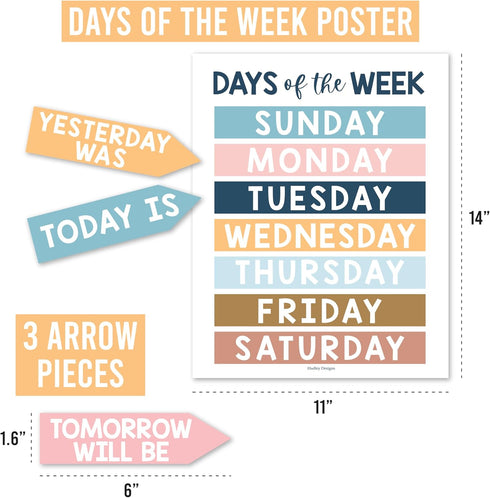 Hadley Designs Boho Calendar For Classroom - Bulletin Board Sets for Teachers, School Calendar for Classroom
