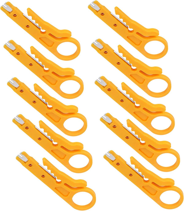 Cable Wire Stripper, 10 Pack Tool for CAT 5, CAT 5e, CAT 6 Data Lines, Mini Crimping Tool for Electrician Household Use