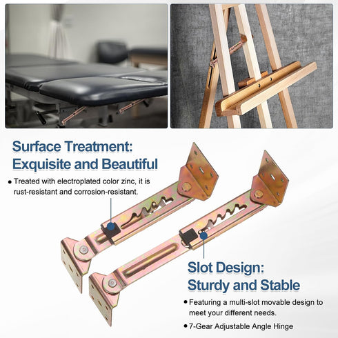2Pcs 4-Gear uxcell Adjustable Lifting Bracket, Adjustable Angle Hinge Lift Rod Mechanism for Sofa Bed Massage Table