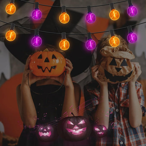 25FT 27 Count G40 Purple and Orange Christmas Lights, Christmas LED String Lights, Indoor Decoration Lights for Outdoor