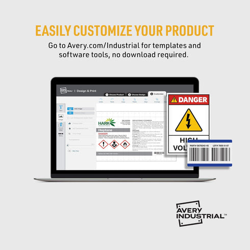 Avery Printable Warning Signs, 7" x 10", Water/Chemical Resistant, 15 Removable Labels