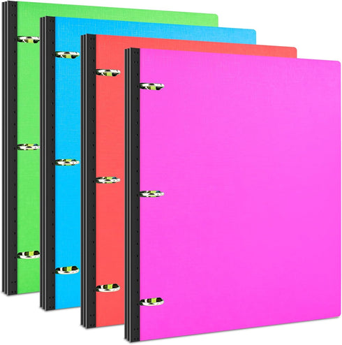 Telescoping 3 Ring Binder, 4PCS, Portable Plastic Binder with Foldable Front Cover, Holds 8.5" x 11" Paper