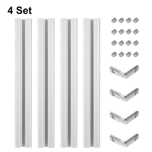uxcell 4 Pcs T Slot 2020 Aluminum Extrusion Profile 200mm x 20mm for 3D Printer, CNC, DIY (Silver Tone)