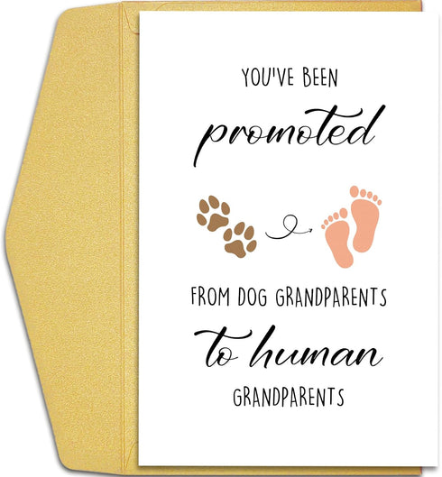 Qiliji Pregnancy Announcement Card for Dog Grandma Grandpa, Funny Grandparent Baby Announcement Card,