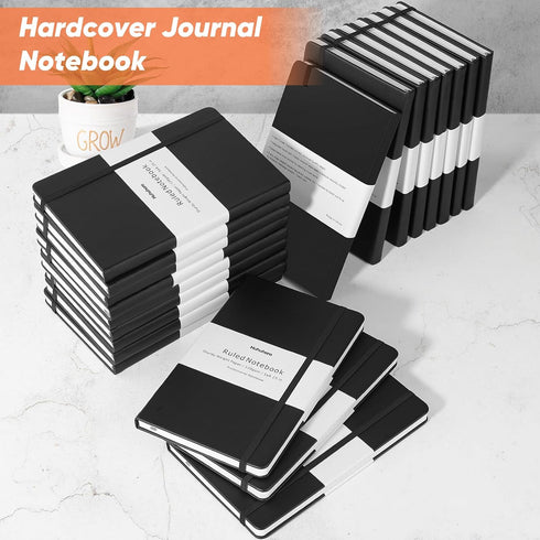 Premium Thick Paper Rule Lined Notebooks Journal, Black Hardcover Journals for Office School Business Writing, 5"×8.25"
