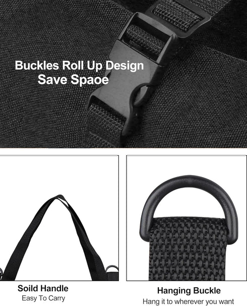 Roll Up Tool Bag, 16OZ Canvas Wrench Pouch, Multi-Purpose Tool Roll with 5 Zippered Pockets, Black