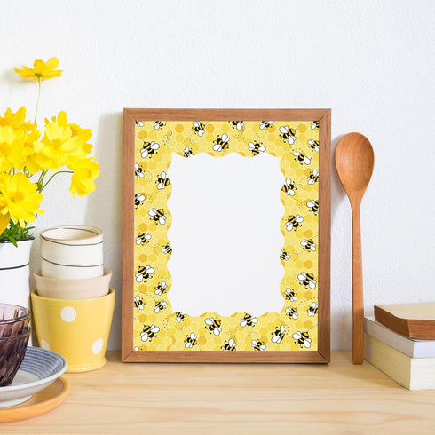 Whaline 32.8Ft Summer Bee Bulletin Board Border, Yellow Bee Honeycomb Die Cut Trim for Party Supplies
