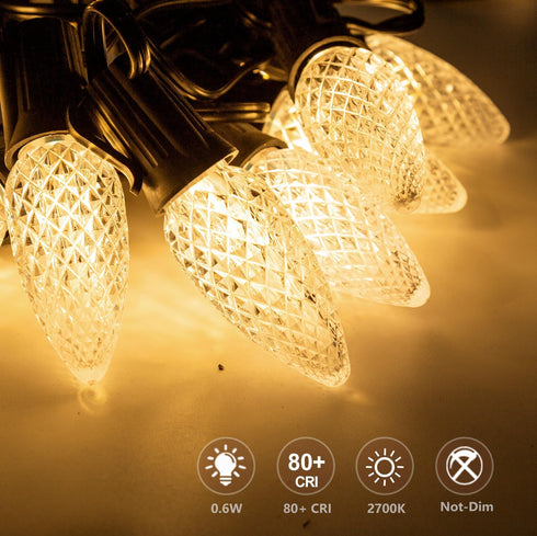 50 Pack C9 Bulb, C9 Bulbs E17 Commercial Bulbs 2700K BORT LED Replacement Light LED for Christmas Outdoor String