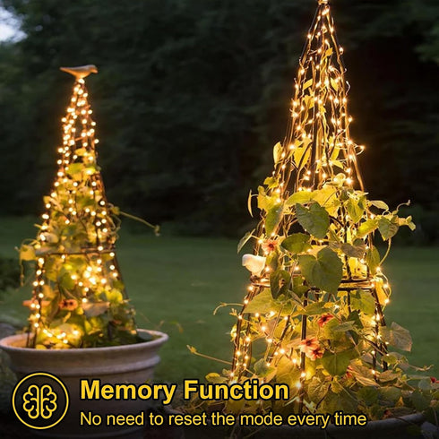 4 Pack 33ft 100 8 QITONG Solar Fairy Lights, Each LED Warm White Christmas Light Outdoor Waterproof, Modes Silver Wire