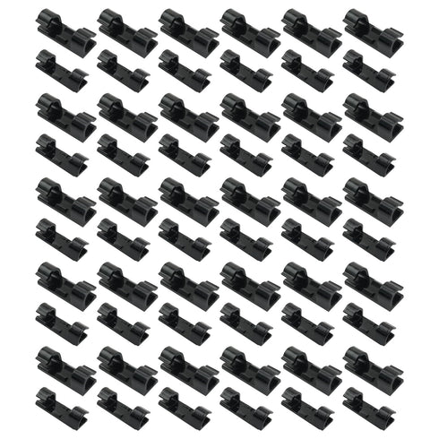 Pro Bamboo Kitchen 60PCS 40/32mm Black Self Adhesive Cable Clamps Organiser Wire Clip Light Clip