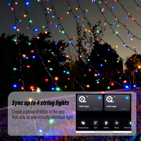 zuupeasa 66FT 200LEDs 80+ Smart Color Changing Christmas Lights, RGB-IC String Lights, Modes, Timer, Remote & App
