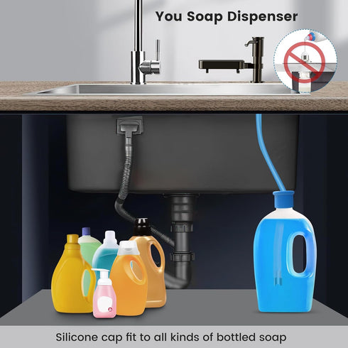 Countertop Soap Dispenser for Kitchen Sink, Built in Sink Soap Dispenser with Sponge Rack, Soap Dispenser Pump