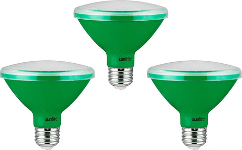 Sunlite LED PAR30 Short Neck Colored Recessed Light Bulb, 8 Watt (75W Equivalent), Medium Base, Green, 3 Count