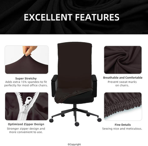 Stretch Computer Office Chair Cover with Durable Zipper - Universal Washable Removable Spandex Rotating Boss Chair Slipcovers for Dogs, Cats, Pets - Anti-dust Soft Desk Chair Seat Protector by DIVA EN CAMINO DEC