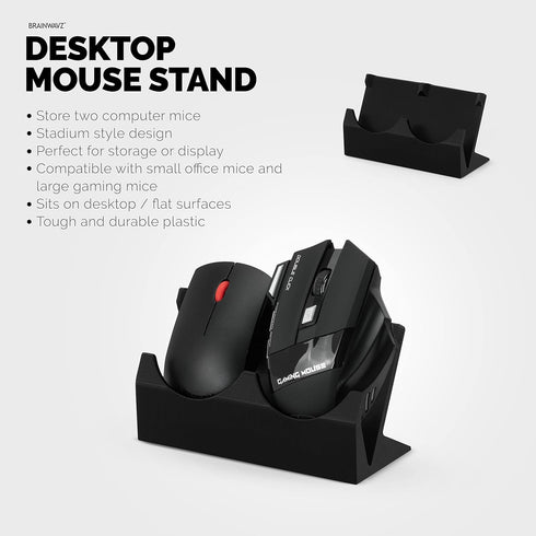 BRAINWAVZ Desktop Dual PC Mouse Stand Holder - Suitable for Gaming & Office Mice, Organize Your Work Space