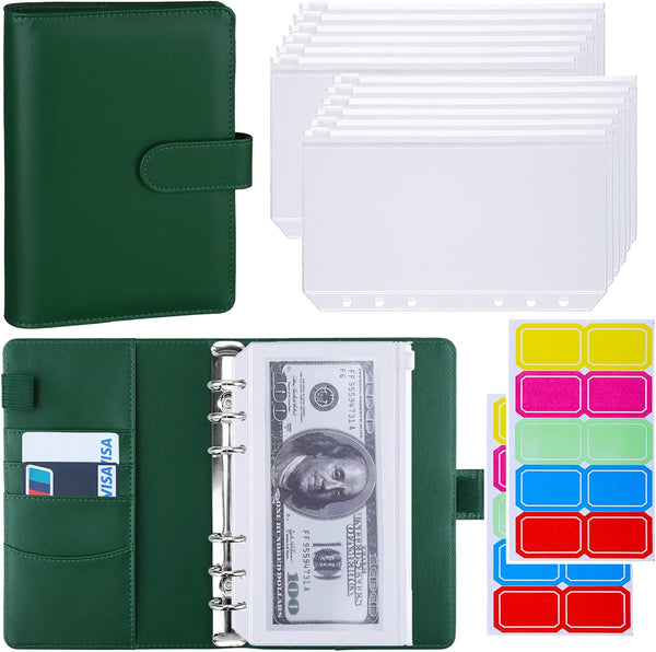 Budget Binder with Zipper Envelopes, Antner, Money Organizer for Cash, Dark Green