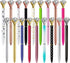 Diamond Pens, Fun Fancy Crystal Diamond Pen for Women, Bling Metal Pens, Black Ink, 18 Count (Mixed Colors)