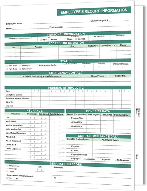 Employee File Folders (25 Pack), 9.5 x 11.5 Inch, 2 Internal Slots, Confidential & Secure, Easy to Organize