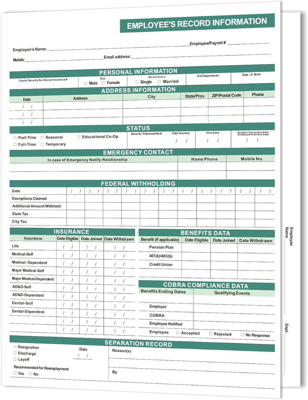 Employee File Folders (25 Pack), 9.5 x 11.5 Inch, 2 Internal Slots, Confidential & Secure, Easy to Organize