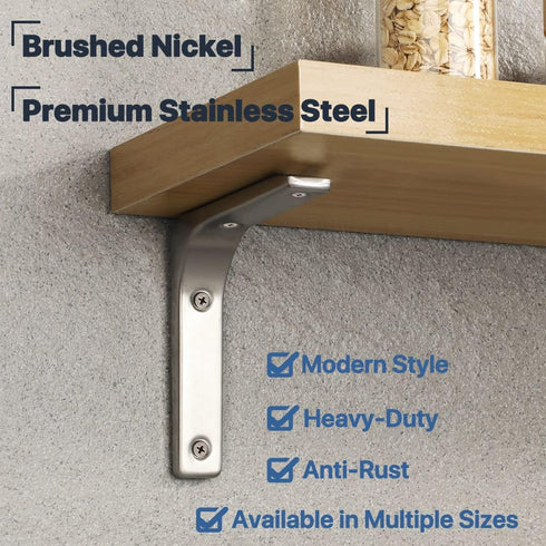 4 Inch 4 Inch, 4Pcs SAYAYO Heavy Duty Floating Shelf Bracket x Stainless Steel Wall Shelf Brackets & Supports Brushed