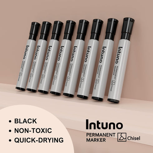 INTUNO 96 Count Permanent Markers, Black, Chisel tip, Oil-Based Permanent Markers, Waterproof and Fade-Resistant