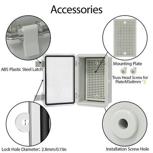 ABS Plastic Dustproof Waterproof IP65 Junction Box, Hinged Shell Electrical Project Enclosure with Clear Cover