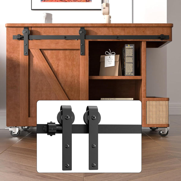 4FT Super Mini Cabinet Small Sliding Barn Door Hardware Track Kit Apply