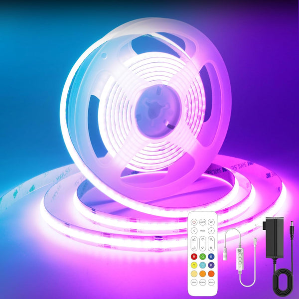 AXMOTUT Bluetooth RGB COB Led Strip Lights,9.8ft Dimmable 12v Led Light Strip