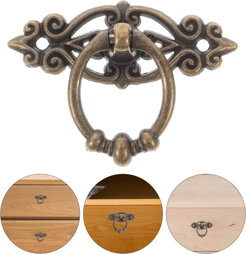 6pcs Cabilock Vintage Zinc Alloy Bail Drawer Pull Handles for Dresser Nightstand Cabinet Hardware, Antique Bronze