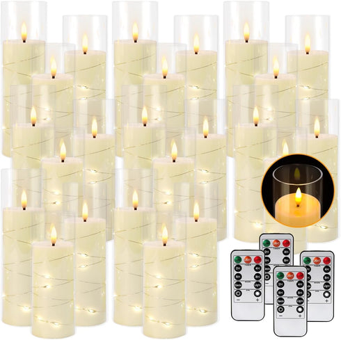 YOROXRG 24 Pack Parties,Wedding(D2.2 5" 6" 7") Christmas Decoration Flickering Flameless Candles,Battery Operated
