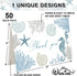 50 Summer 4 6 Inch Whaline Pcs Ocean Sea Thank You Cards Blue Coral Seashell Greeting Card with Envelope Sticker Blank