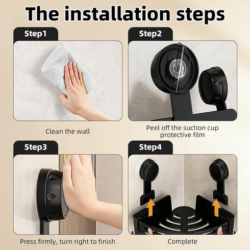 Generic 2026 Triangle Suction Cup Corner Shower Shelf, New No Drill Bathroom Corner Shelf, Heavy-Duty Strong Hold