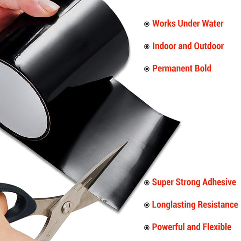 CANOPUS Heavy Duty Patch and Seal Tape, Waterproof for Indoor & Outdoor Use, 4" x 5' Black