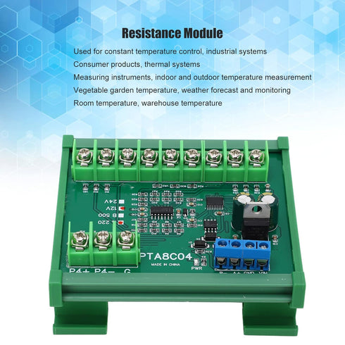 Temperature Sensor Module 4ch PT100 RTD RS485 Board, RTU Resistance Collector PTA8C04 with Rail Housing