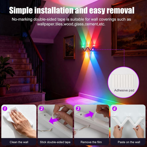 YEYIZU RGB Wall Light Multi-Colour Ambient Lighting,controllable via APP Modern Ambient Lighting,with Scene and Music