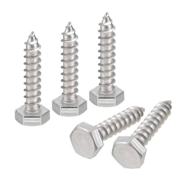 uxcell 20pcs Hex Head Lag Screws Bolts, 1/4" x 1-1/4" 304 Stainless Steel Partial Thread Wood Screws